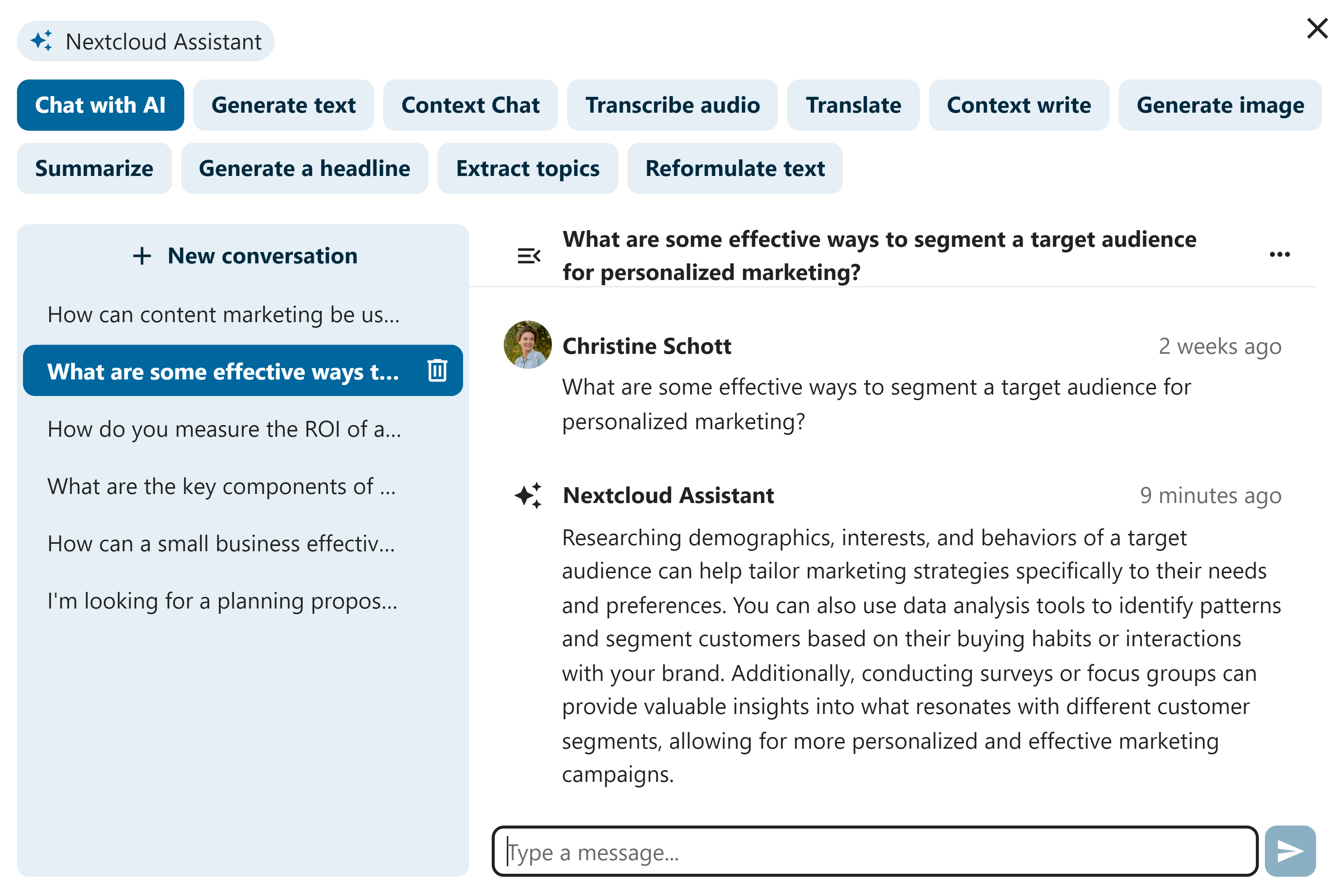 Nextcloud Assistant screenshot