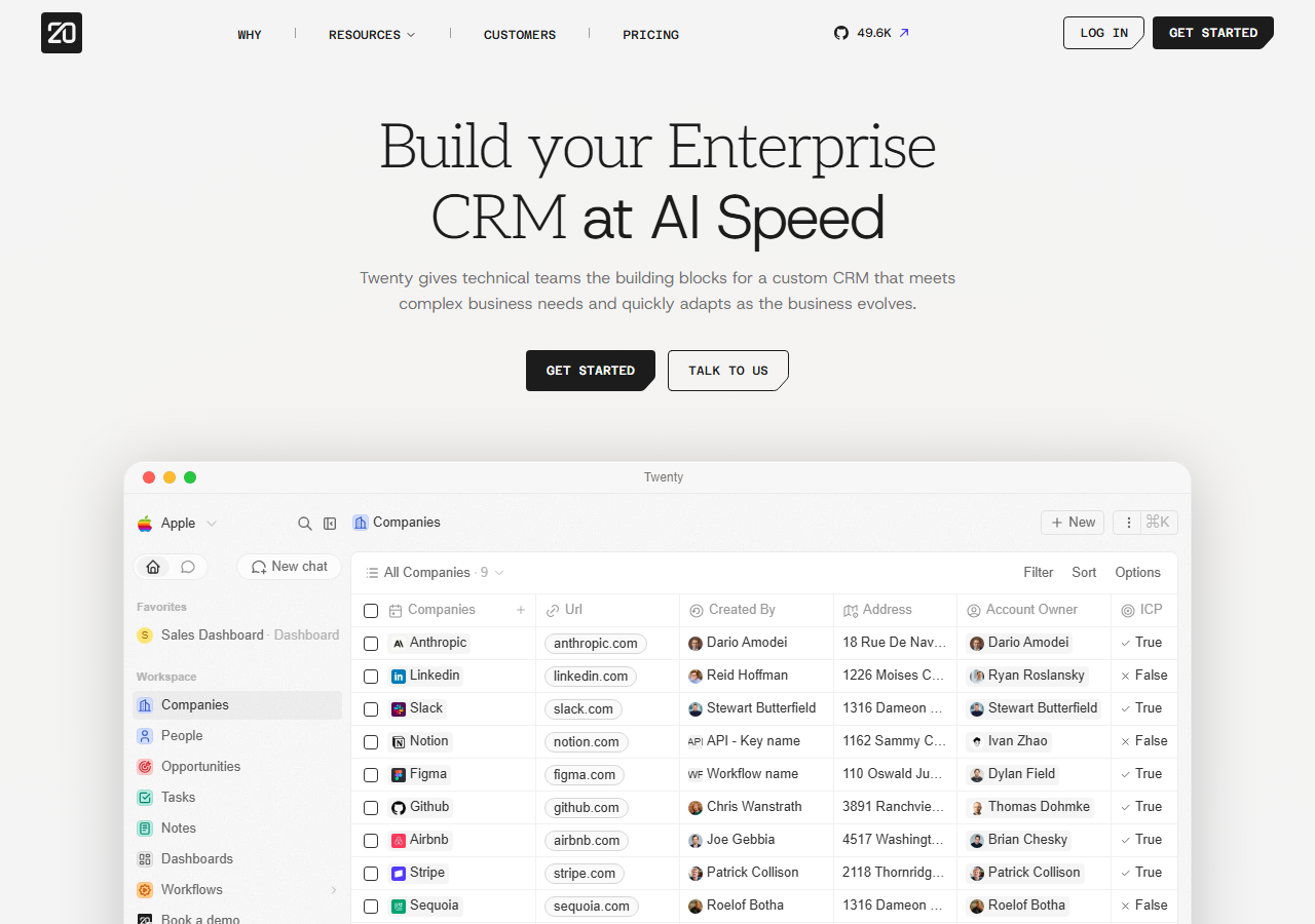 Twenty CRM screenshot